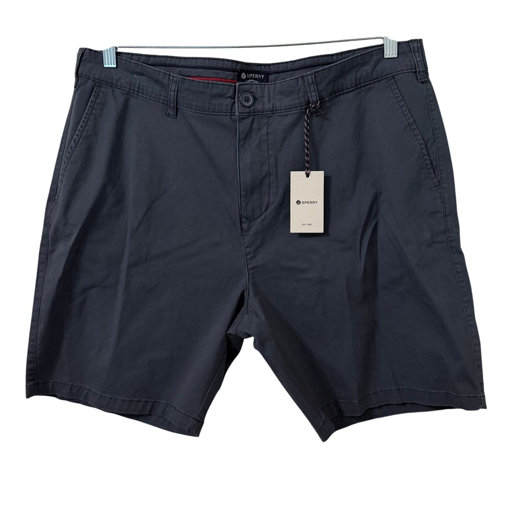 Sperry Mens Premium Gray Cotton Stretch Chino Shorts Size 38 NWT Preppy Casual